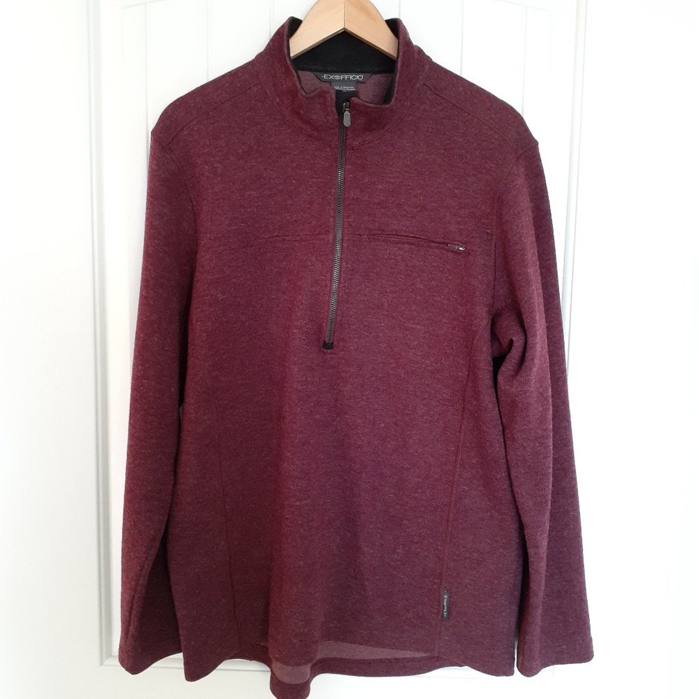 ExOfficio Caminetto 1/4 Zip Neck Long Sleeve Wool Blend Baroque Heather Size L